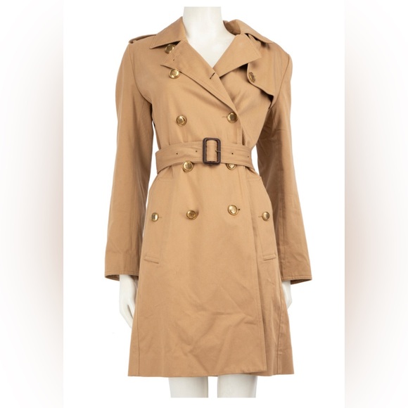 GivenchyCamel Trench Gold Button Belted Coat